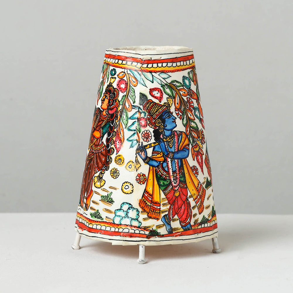 Handpainted Tholu Bommalata Leather Table Lamp (Medium) 95