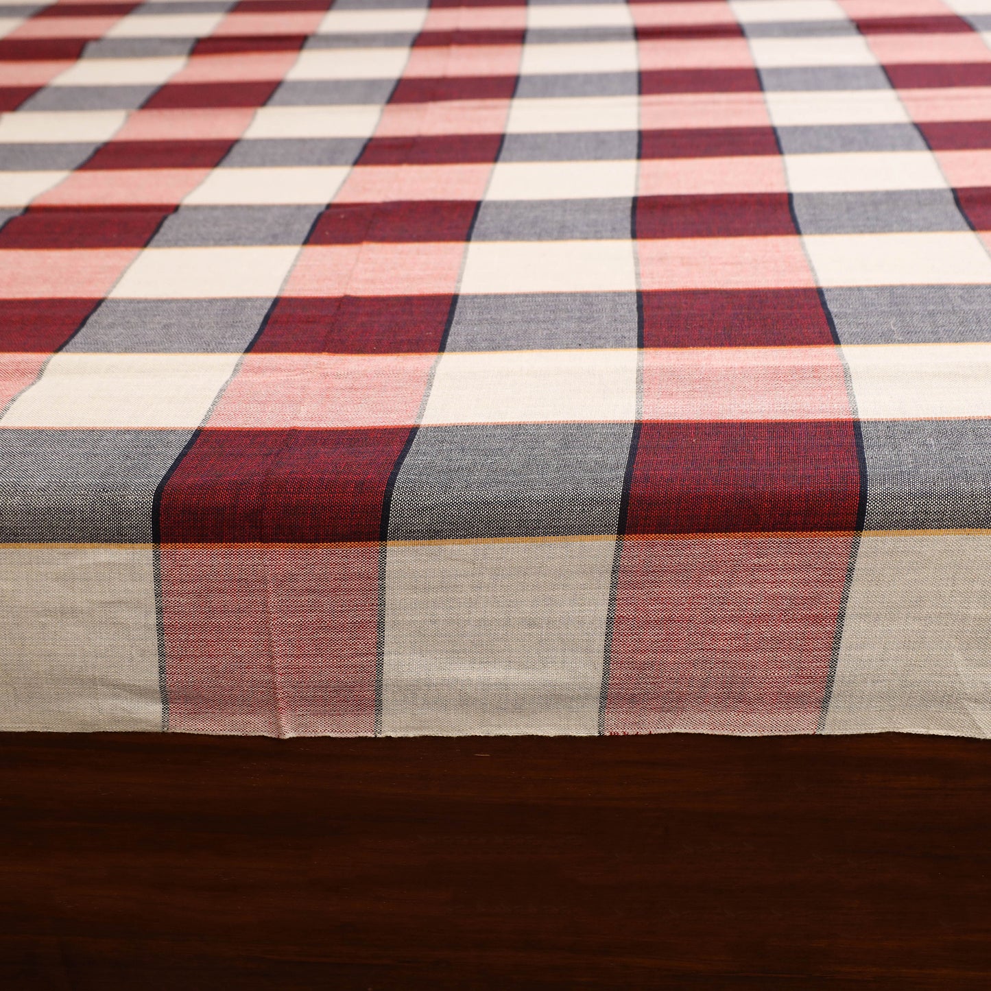 Red - double handloom cotton bed sheet (90 x 90 in) 138