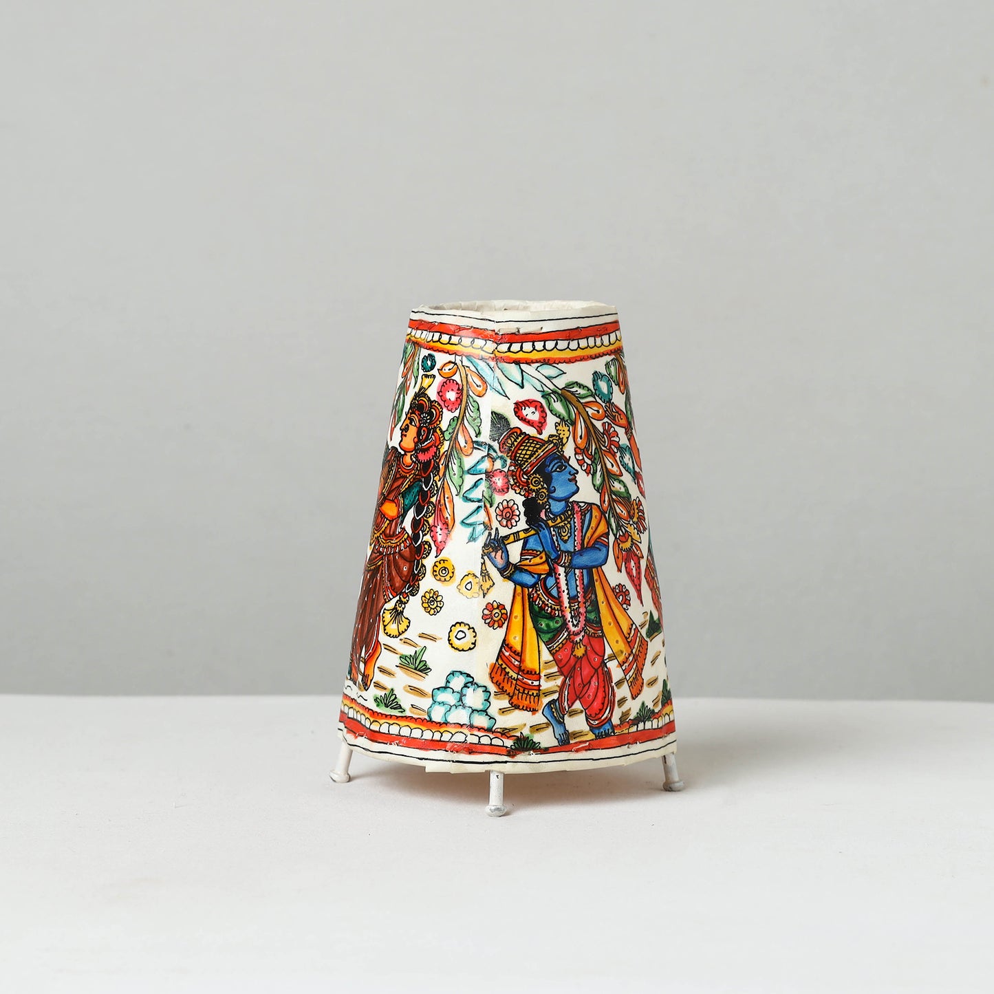 Handpainted Tholu Bommalata Leather Table Lamp (Medium) 95