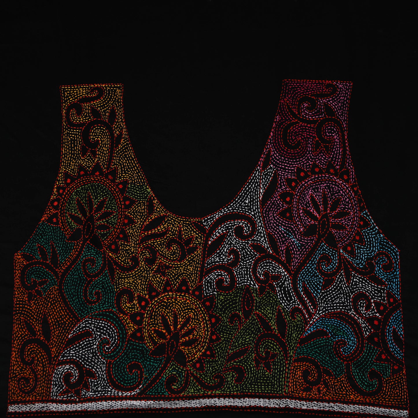 Bengal Kantha Hand Embroidered Cotton Blouse Piece 53