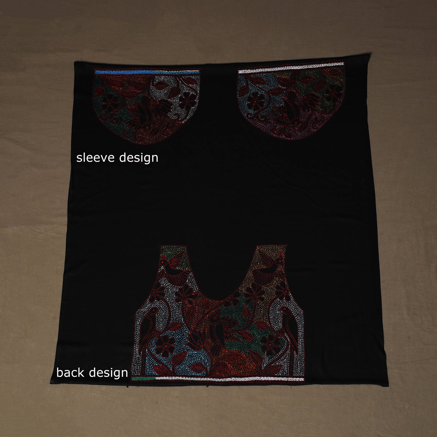 Bengal Kantha Hand Embroidered Cotton Blouse Piece 52