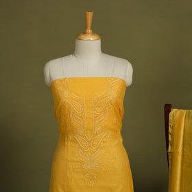 2pc Hand Embroidery Chanderi Silk Chikankari Dress Material