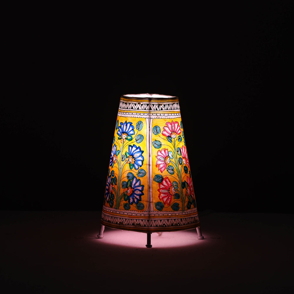 Handpainted Tholu Bommalata Leather Table Lamp (Medium) 96