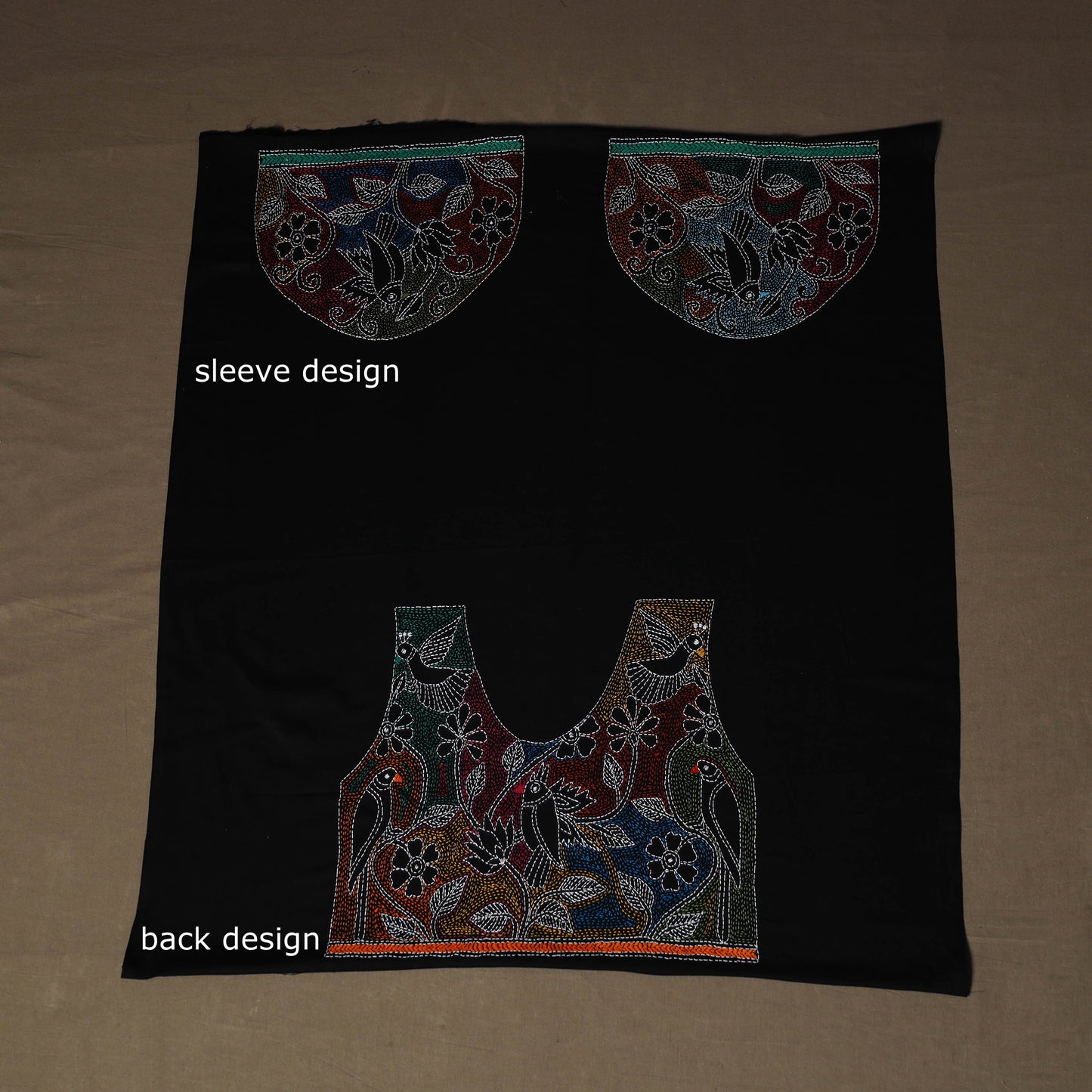 Bengal Kantha Hand Embroidered Cotton Blouse Piece 51
