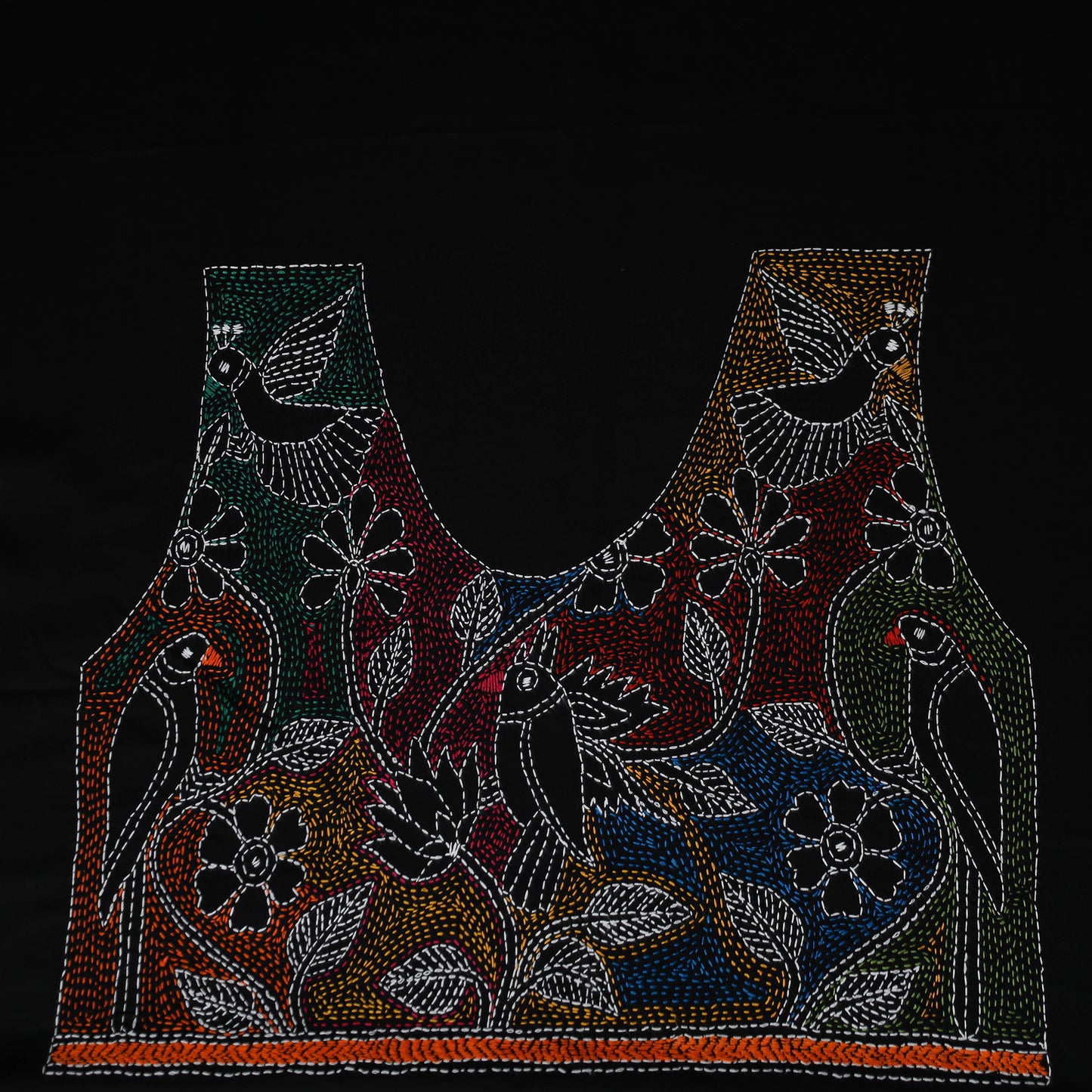 Bengal Kantha Hand Embroidered Cotton Blouse Piece 51