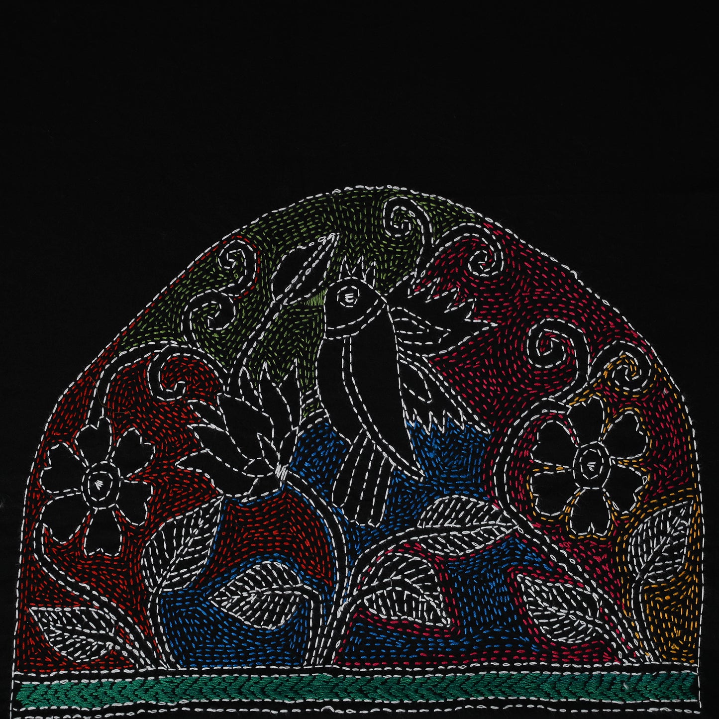 Bengal Kantha Hand Embroidered Cotton Blouse Piece 51