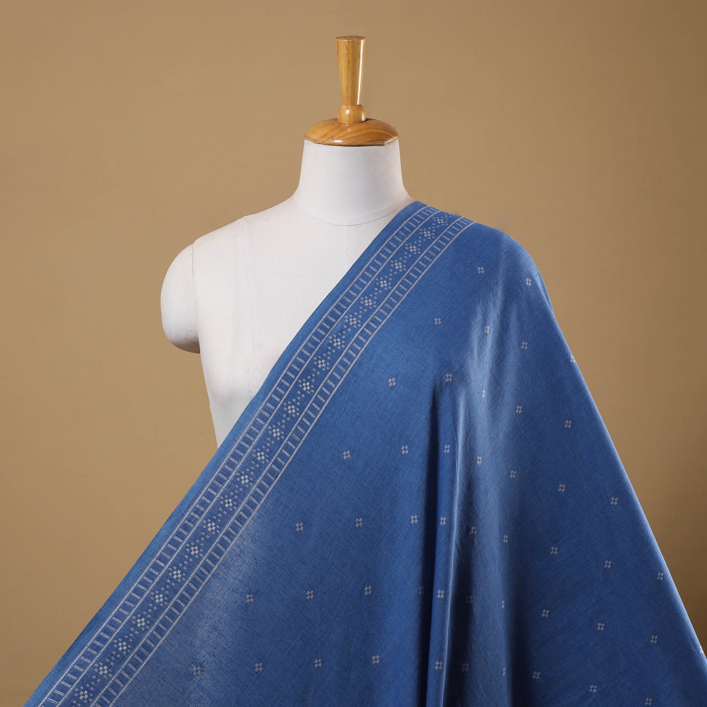 Blue Prewashed Cotton Jacquard Fabric