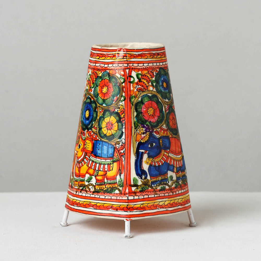 Handpainted Tholu Bommalata Leather Table Lamp (Medium) 92