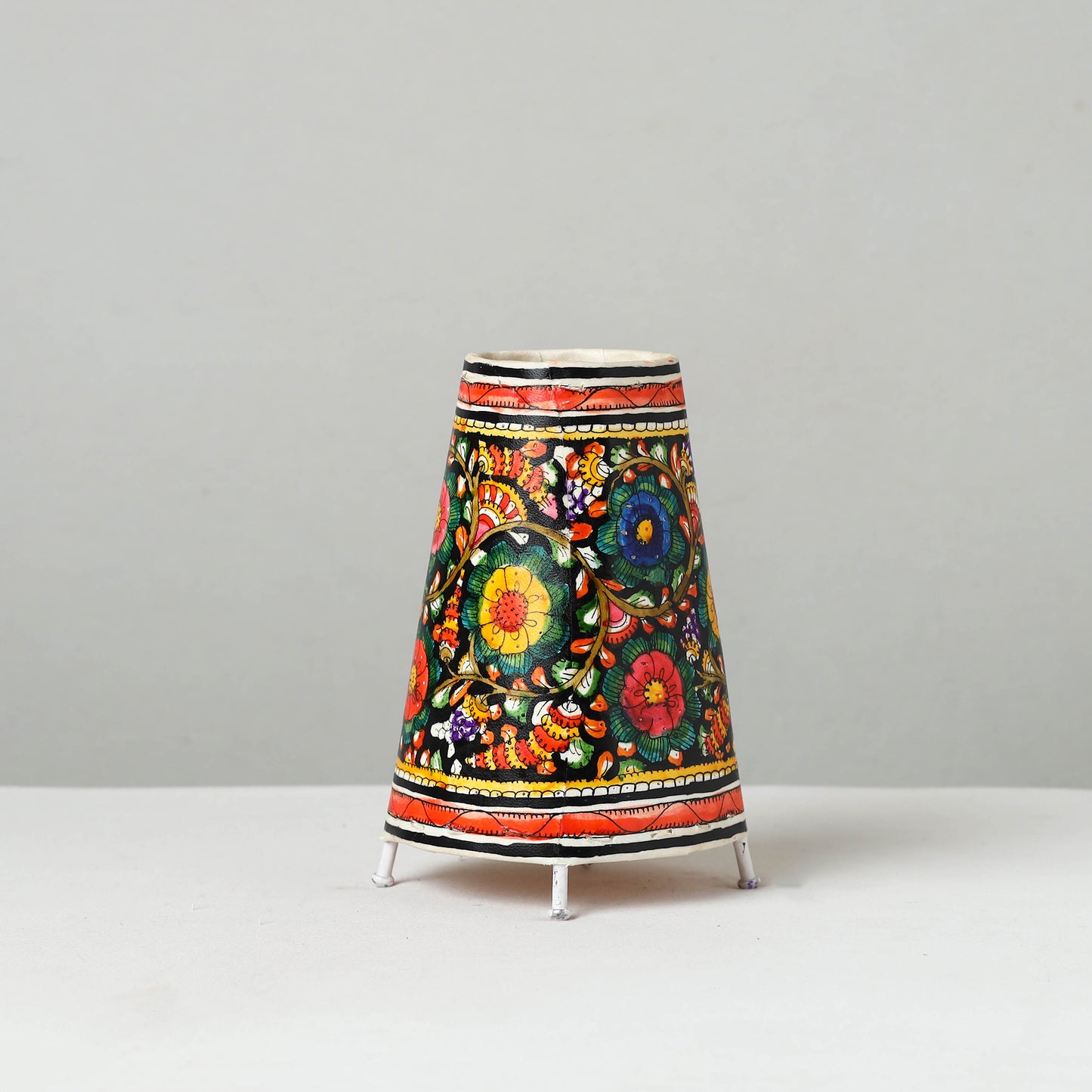 Handpainted Tholu Bommalata Leather Table Lamp (Medium) 100