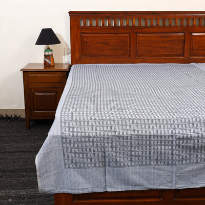 Grey - Pure Handloom Cotton Single Bed Cover from Bijnor 32