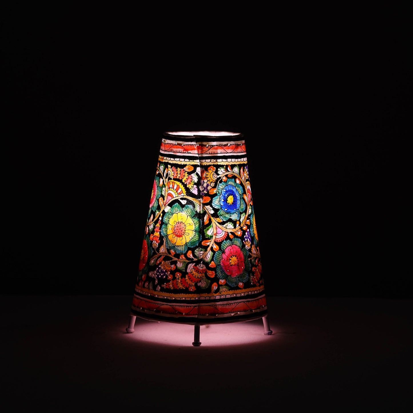 Handpainted Tholu Bommalata Leather Table Lamp (Medium) 100