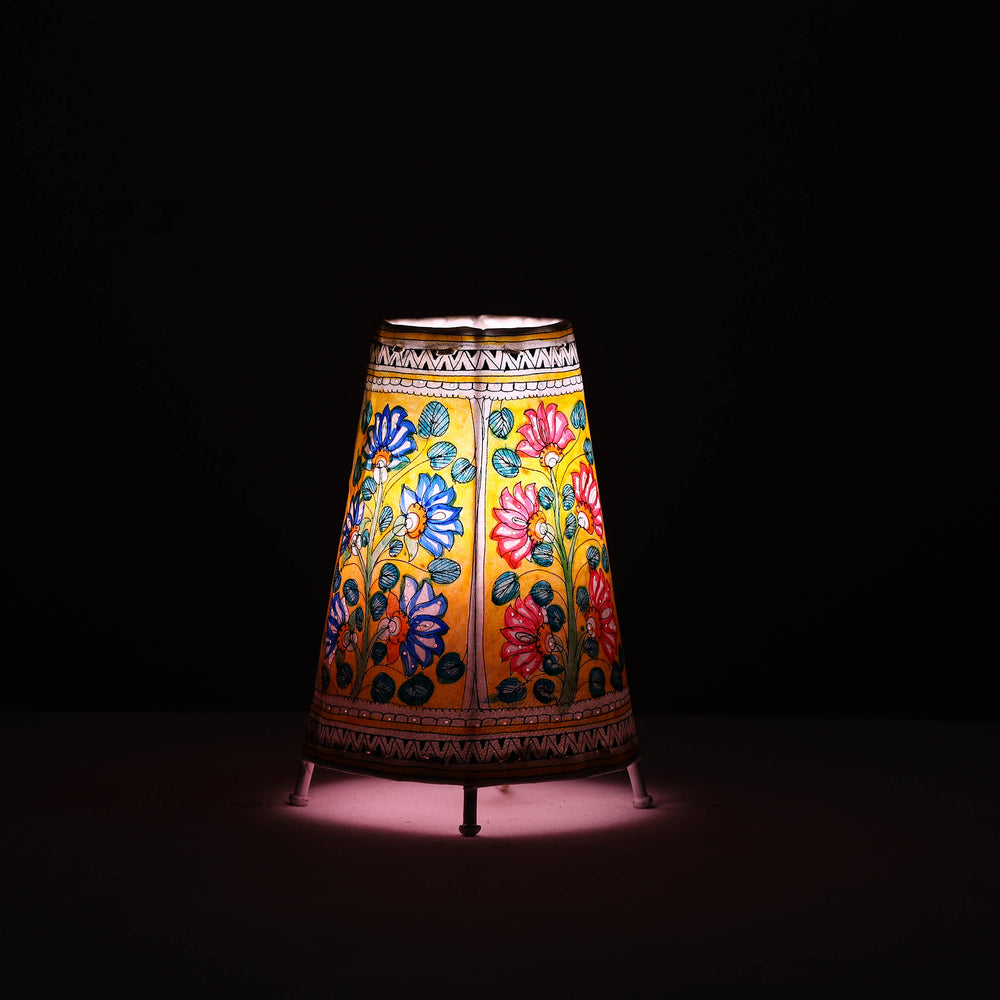 Handpainted Tholu Bommalata Leather Table Lamp (Medium) 101