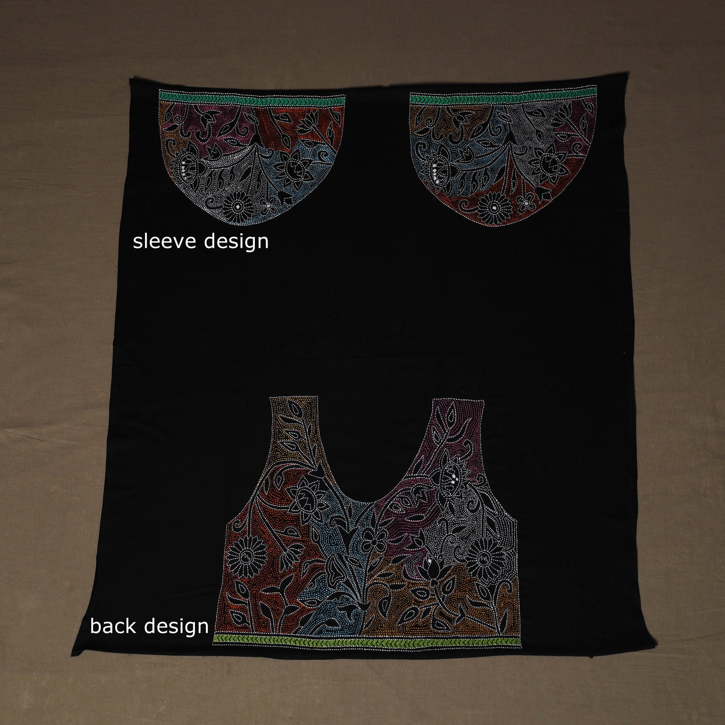 Bengal Kantha Hand Embroidered Cotton Blouse Piece 49