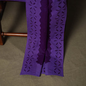 Purple - Barmer Applique Cutwork Cotton 3pc Unstitched Dress Material Suit Set 10