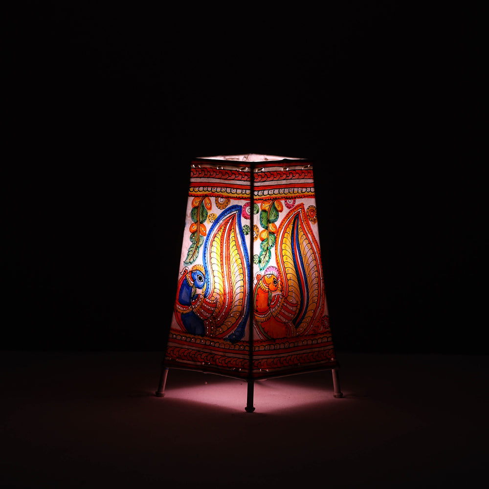 Handpainted Tholu Bommalata Leather Table Lamp (Medium) 102