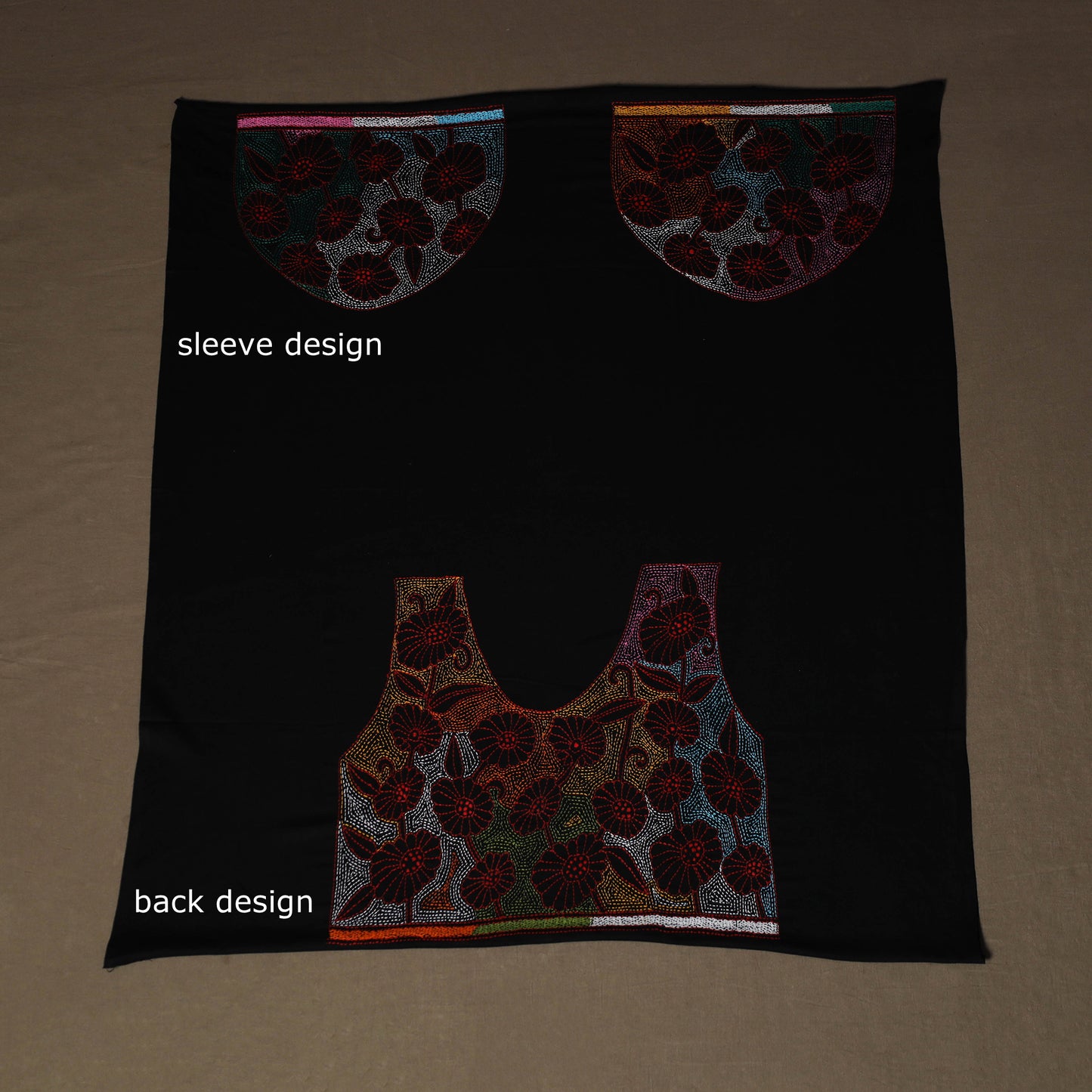 Bengal Kantha Hand Embroidered Cotton Blouse Piece 48