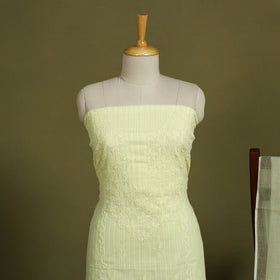 2pc Yellow Hand Embroidery Cotton Chikankari Dress Material