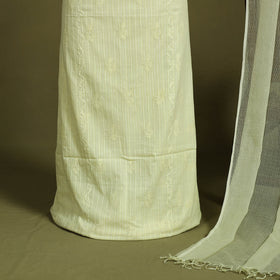 2pc Yellow Hand Embroidery Cotton Chikankari Dress Material