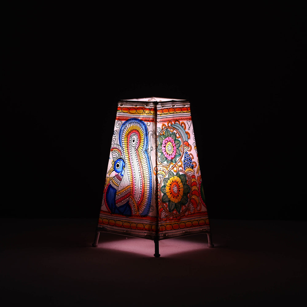 Handpainted Tholu Bommalata Leather Table Lamp (Medium) 103