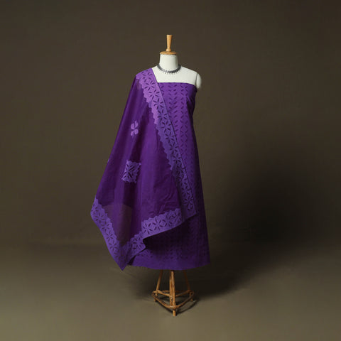 Barmer Applique Cutwork Cotton 3pc Unstitched Dress Material Suit Set 10