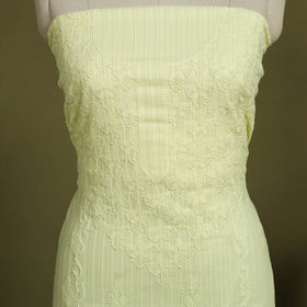 2pc Yellow Hand Embroidery Cotton Chikankari Dress Material