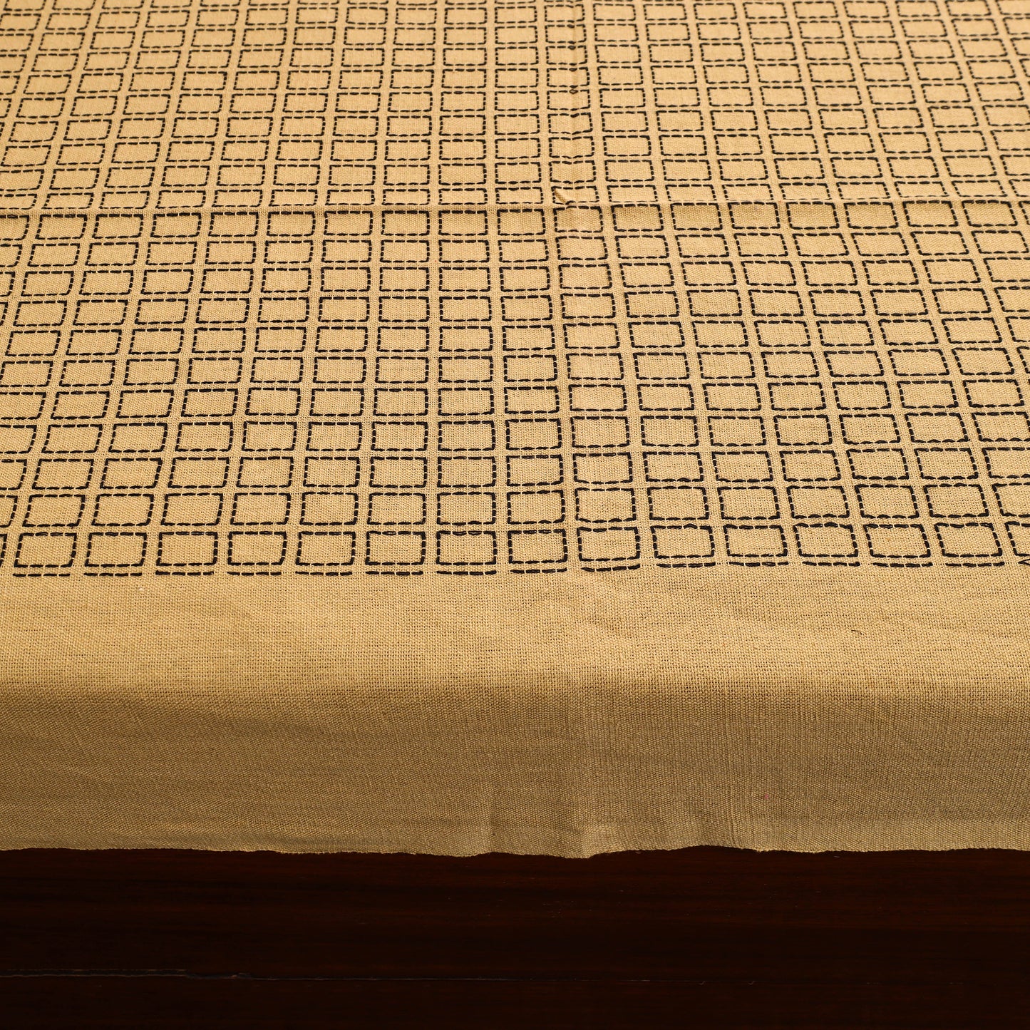 Beige - Pure Handloom Cotton Single Bed Cover from Bijnor 33