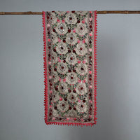 Pink - Ranihati Chanderi Silk Phulkari Embroidered Stole 150