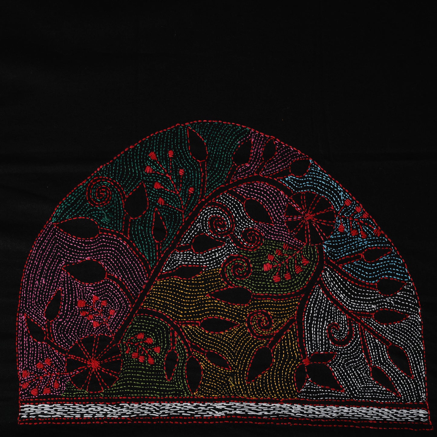 Bengal Kantha Hand Embroidered Cotton Blouse Piece 47
