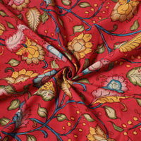 Red - Chanderi Silk Srikalahasti Handpainted Pen Kalamkari Fabric 09