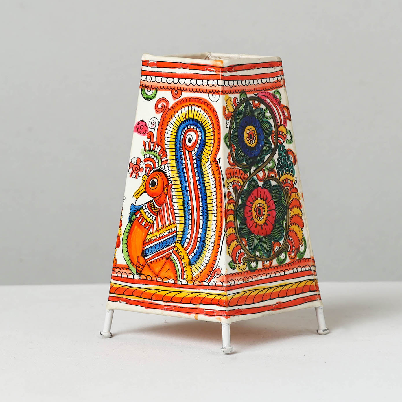 Handpainted Tholu Bommalata Leather Table Lamp (Medium) 107