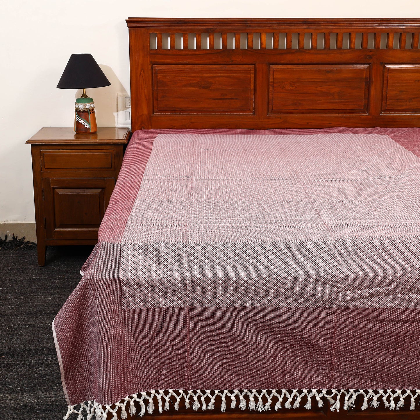 Brown - Pure Handloom Cotton Single Bed Cover from Bijnor 35