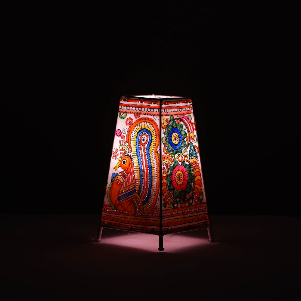 Handpainted Tholu Bommalata Leather Table Lamp (Medium) 107