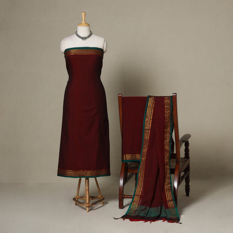 Maroon - 3pc cotton unstitched dharwad dress material 56