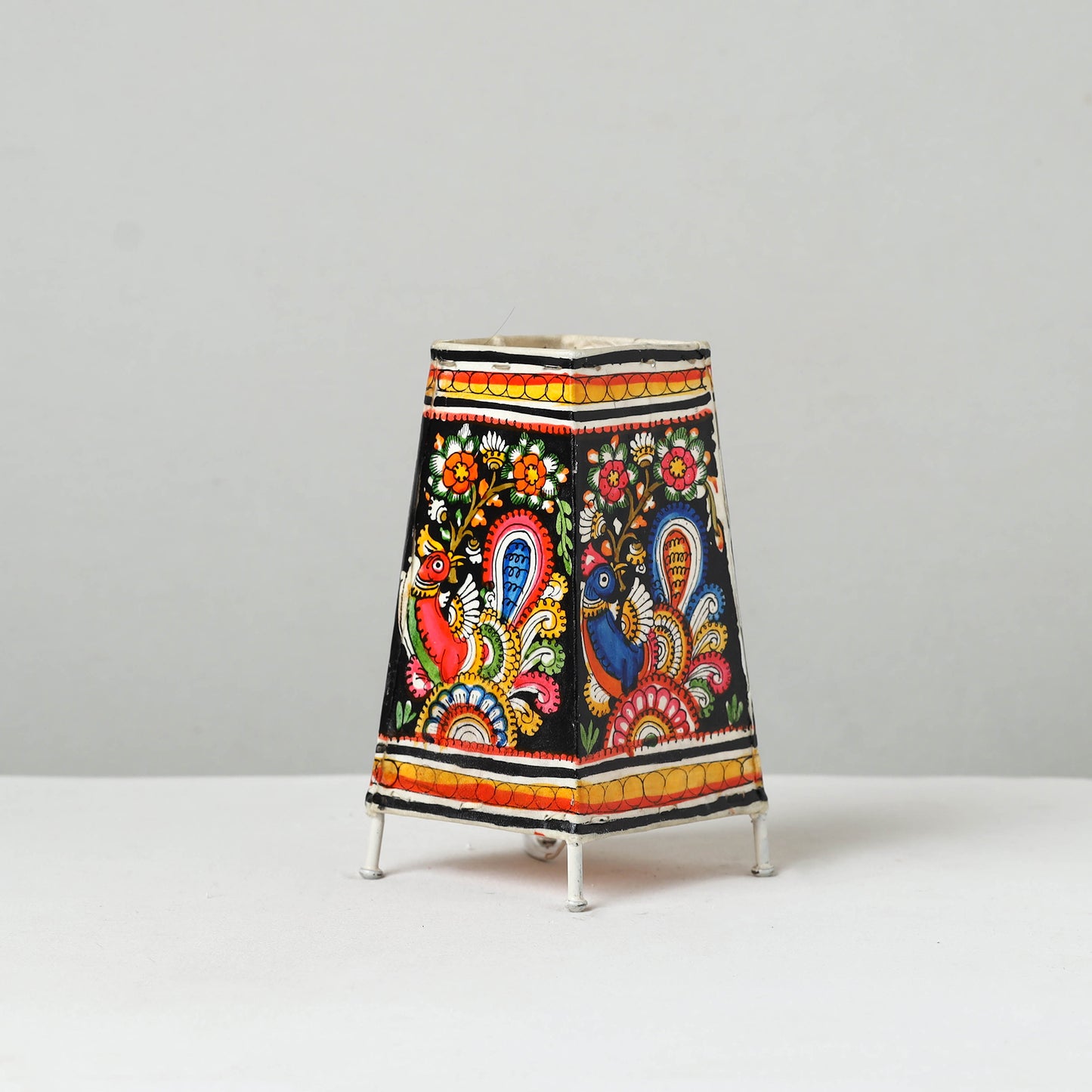 Handpainted Tholu Bommalata Leather Table Lamp (Medium) 110