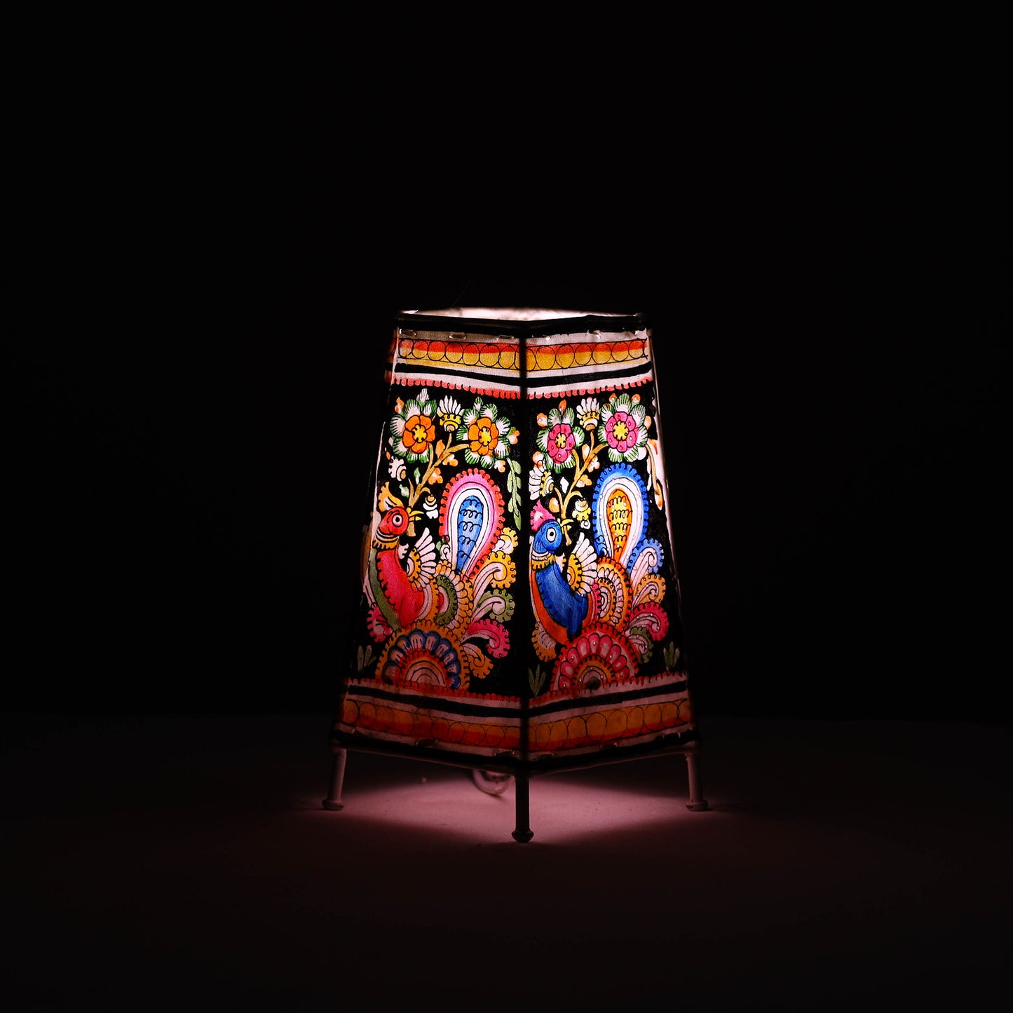 Handpainted Tholu Bommalata Leather Table Lamp (Medium) 110