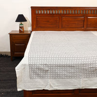 White - Pure Handloom Cotton Single Bed Cover from Bijnor 37