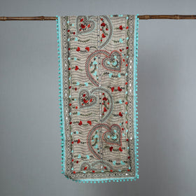 Blue Ranihati Chanderi Silk Embroidered Stole