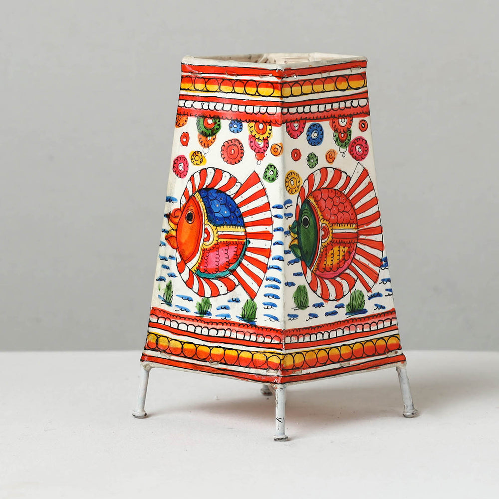 Handpainted Tholu Bommalata Leather Table Lamp (Medium) 113