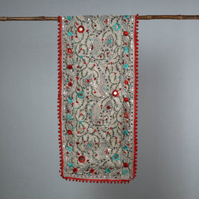 Red Ranihati Chanderi Silk Embroidered Stole