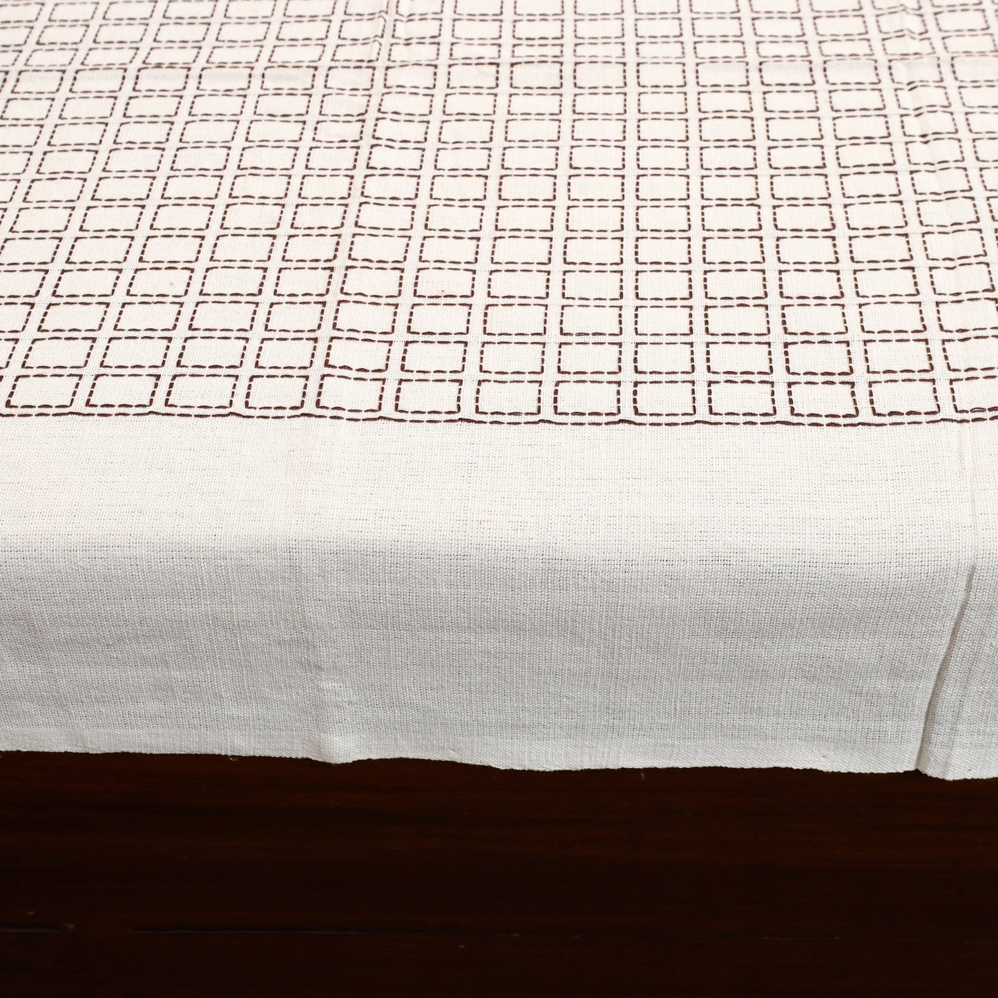 White - Pure Handloom Cotton Single Bed Cover from Bijnor 37