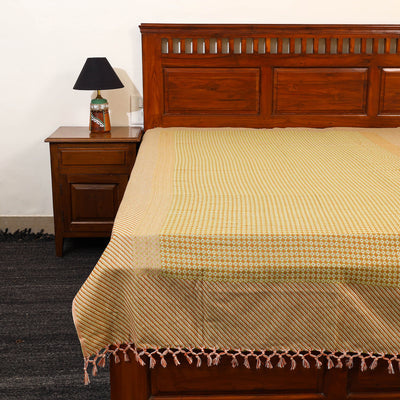 Yellow - Pure Handloom Cotton Single Bed Cover from Bijnor 38