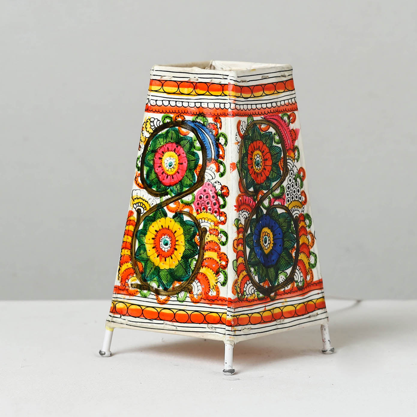 Handpainted Tholu Bommalata Leather Table Lamp (Medium) 115