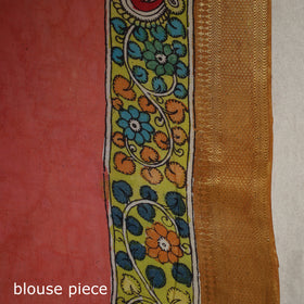 Srikalahasti Handpainted Natural Dyed Bangalore Silk Zari Border Pen Kalamkari Saree 04