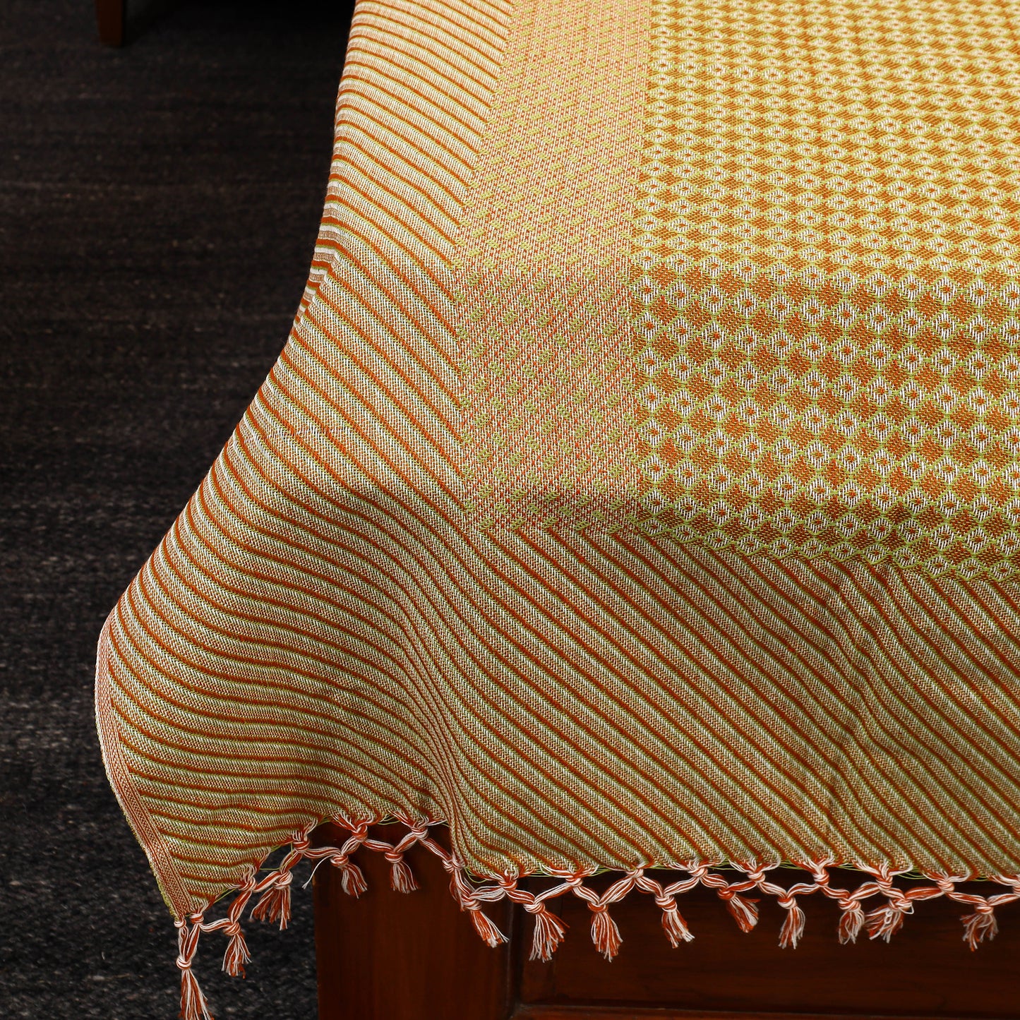 Yellow - Pure Handloom Cotton Single Bed Cover from Bijnor 38