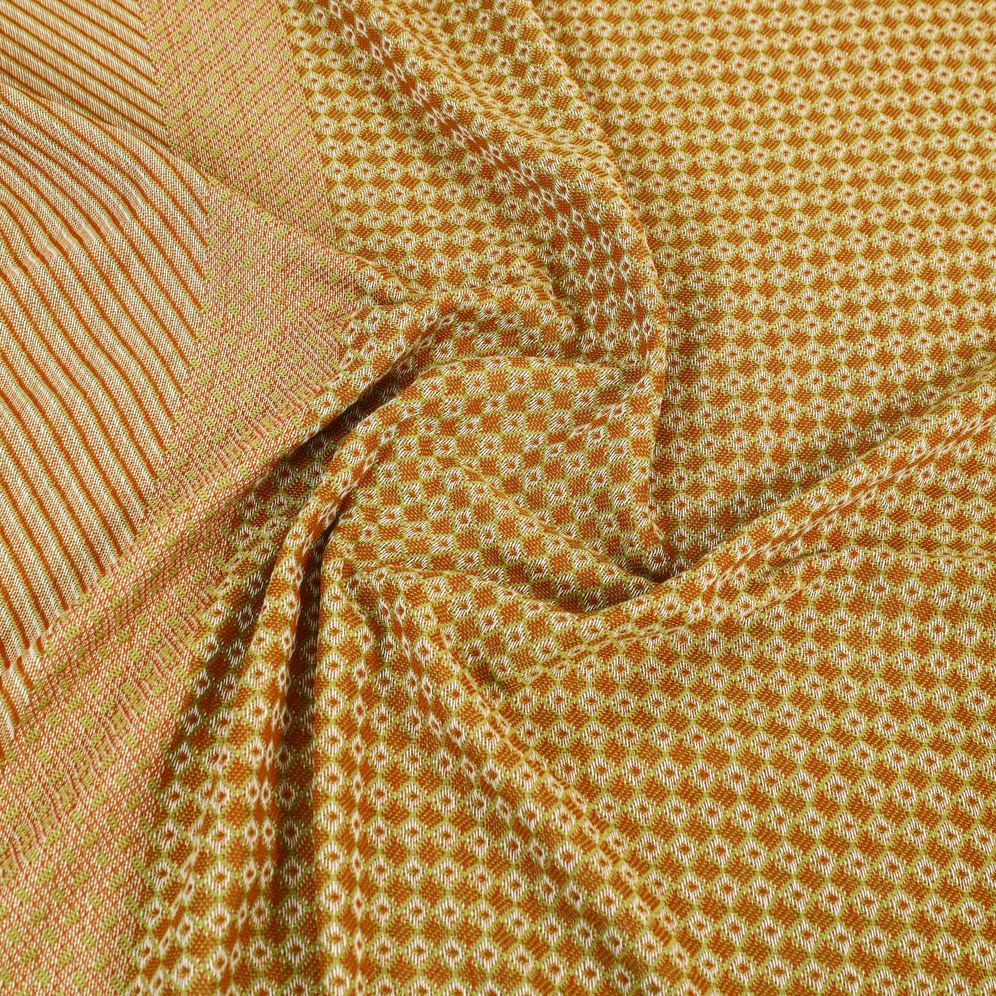 Yellow - Pure Handloom Cotton Single Bed Cover from Bijnor 38