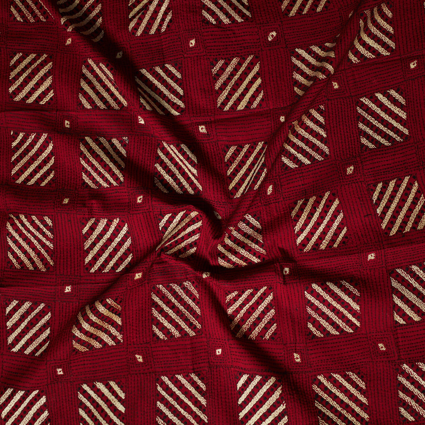 Bengal Kantha Hand Embroidered Cotton Blouse Piece 38