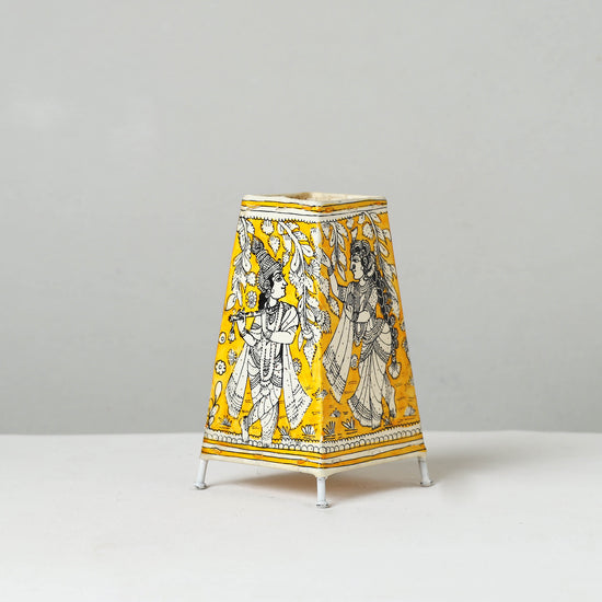 Handpainted Tholu Bommalata Leather Table Lamp (Medium) 116