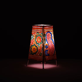 Handpainted Tholu Bommalata Leather Table Lamp