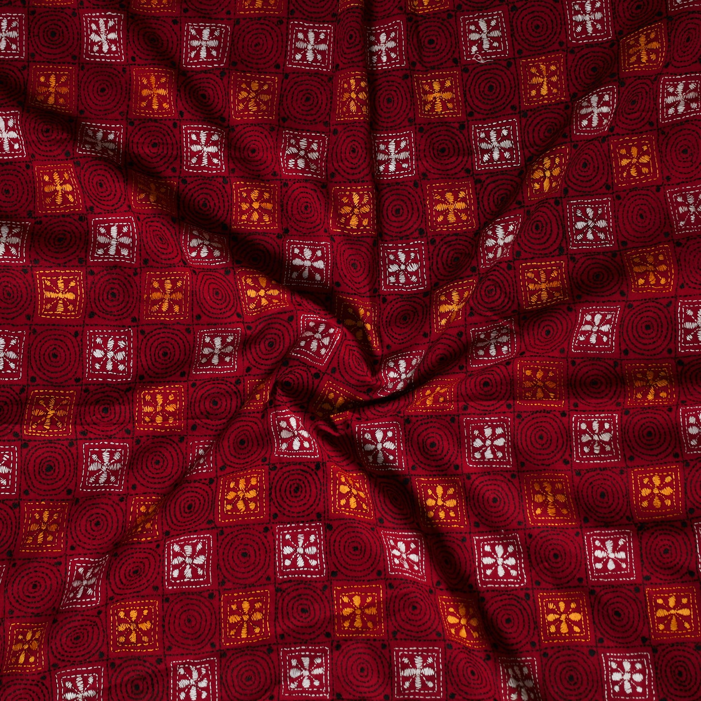Bengal Kantha Hand Embroidered Cotton Blouse Piece 37