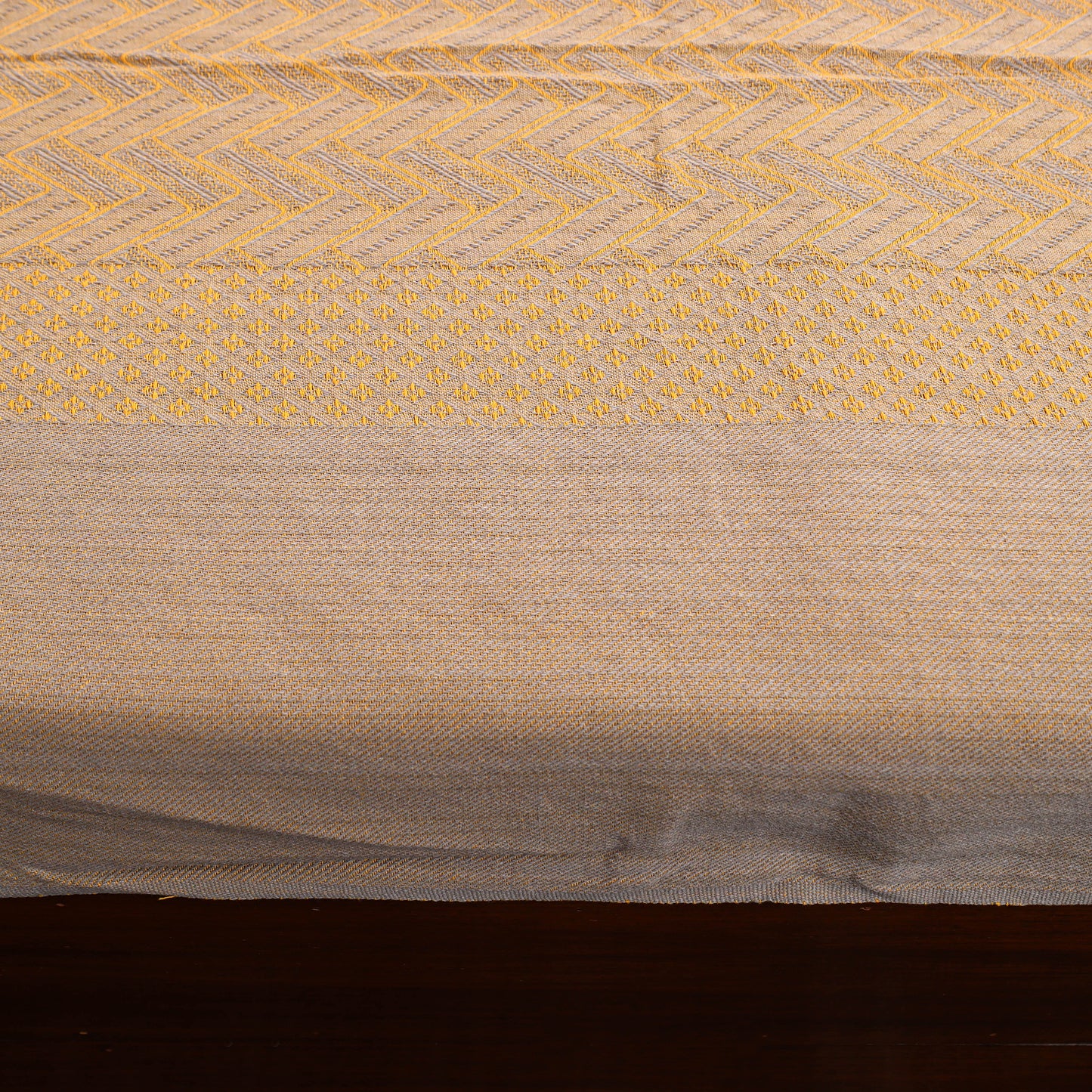 Beige - Pure Handloom Cotton Single Bed Cover from Bijnor 39